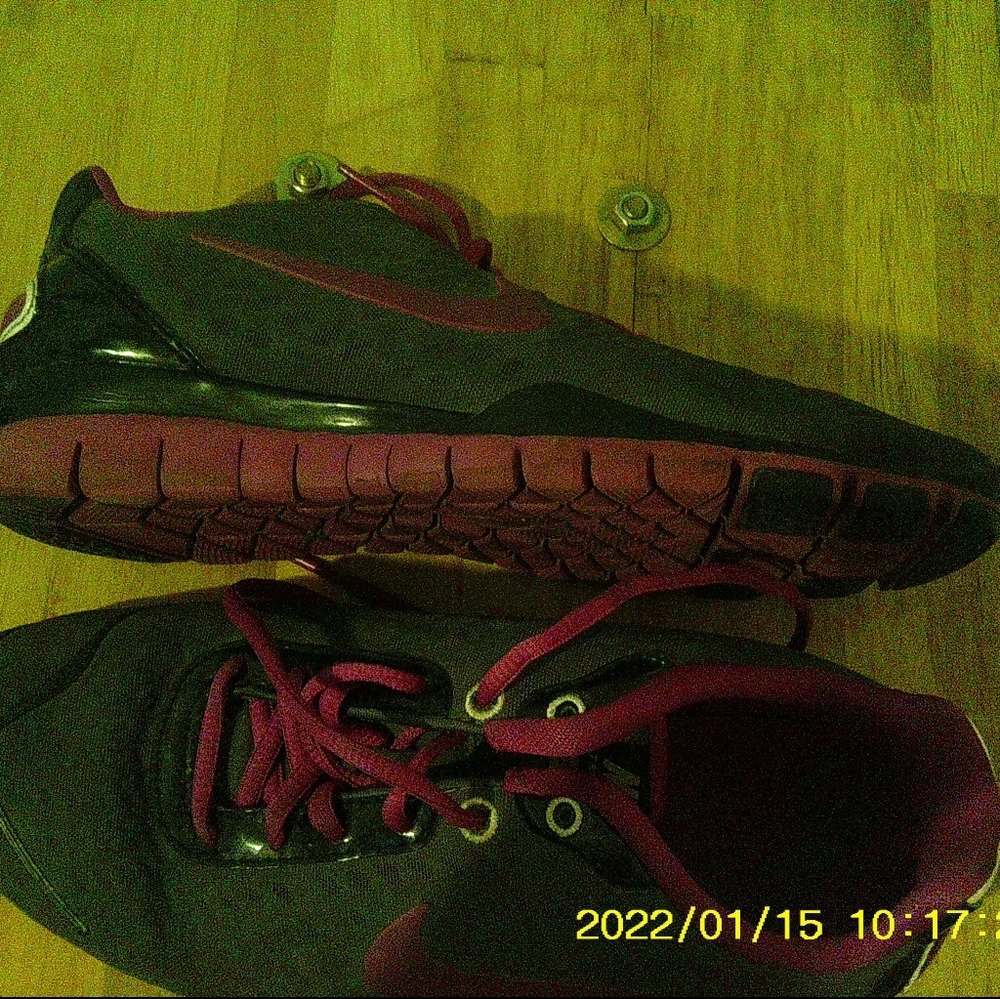 Grey and purple Nike shoes